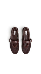 Ballet Flats In Fishnet And Crocodile Embossed Calfskin