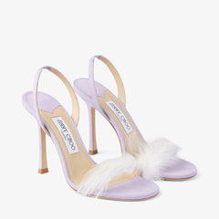 Lilac Suede Sandal with Feather Embellishmen "72318"