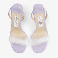 Lilac Suede Sandal with Feather Embellishmen "72318"