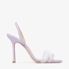 Lilac Suede Sandal with Feather Embellishmen "72318"