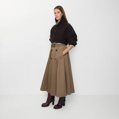 Gabardine Trench Midi Skirt