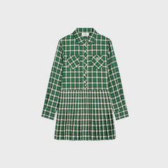 Mini Shirt Dress In Check Wool Natté