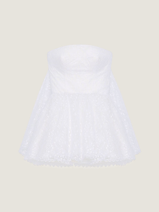 Bustier Cape Back Dress In Lace