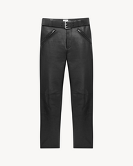 Belted Pants In Grained Leather