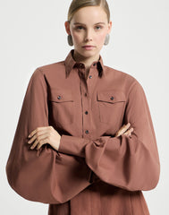 Stretch Cotton Poplin Shirt With Monili