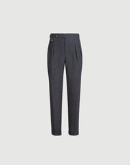Lightweight Délavé Linen Trousers With Reversed Double Pleats And Waist Tabs