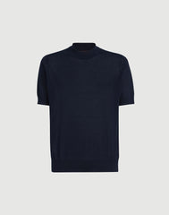Lightweight Silk And Cotton Knit T-shirt With Mock Neck
