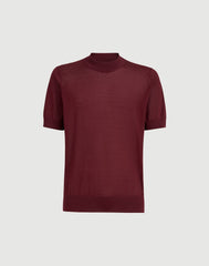 Lightweight Silk And Cotton Knit T-shirt With Mock Neck