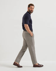 Virgin Wool, Silk And Linen Prince Of Wales Trousers With Pleat