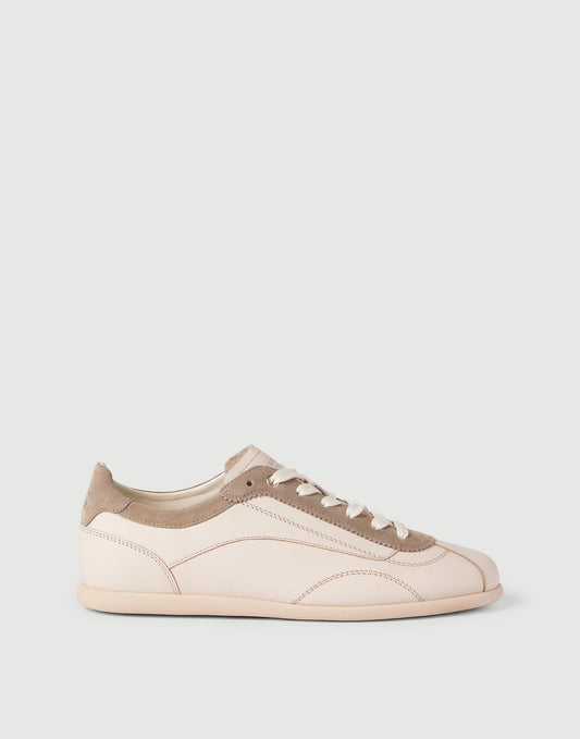 Calfskin And Suede Sneakers With Slim Outsole