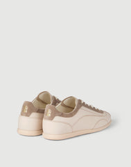 Calfskin And Suede Sneakers With Slim Outsole
