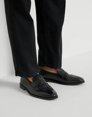 Braided Calfskin And Polished Calfskin Penny Loafers
