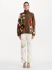 Mixed Botanical Embroidered Oversized Pullover