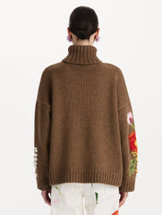 Mixed Botanical Embroidered Oversized Pullover