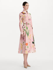 Mixed Botanical Cotton Poplin Collared Dress