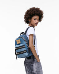 The Biker Colorblock Denim Medium Backpack
