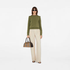 Check Epaulette Wool Cashmere Blend Sweater