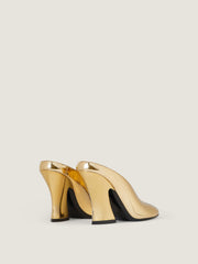 Sculpted Heeled Mules In Mirror Effect Leather