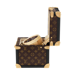 Trunk Table Clock, Quartz, 80mm, Brass, Monogram