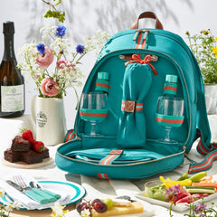 Fortnum’s 2 Person Canvas Picnic Backpack, Eau de Nil