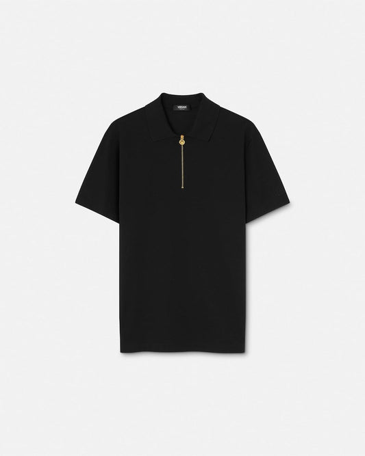 Embroidered Cotton-Piqué Half-Zip Polo