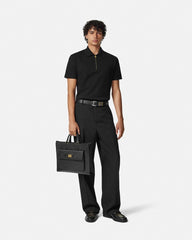 Embroidered Cotton-Piqué Half-Zip Polo