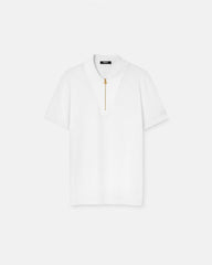 Embroidered Cotton-Piqué Half-Zip Polo