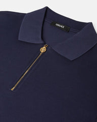 Embroidered Cotton-Piqué Half-Zip Polo