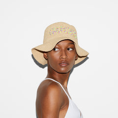 Straw Hat With Gucci Patch