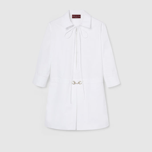 Cotton Poplin Shirt Dress With Horsebit