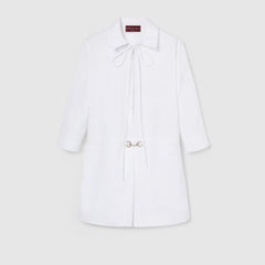 Cotton Poplin Shirt Dress With Horsebit