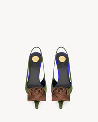 Amalia Slingback Pumps In Satin Crepe