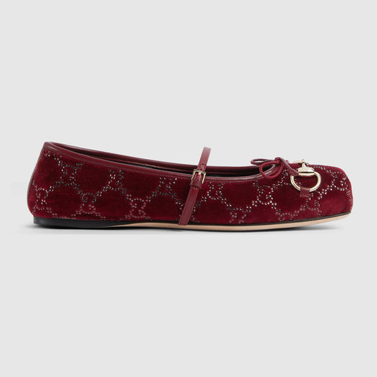 Women's Gg Crystal Gucci Horsebit Ballet Flat