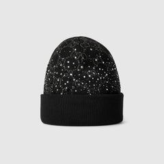 GG Wool Beanie Hat With Crystals