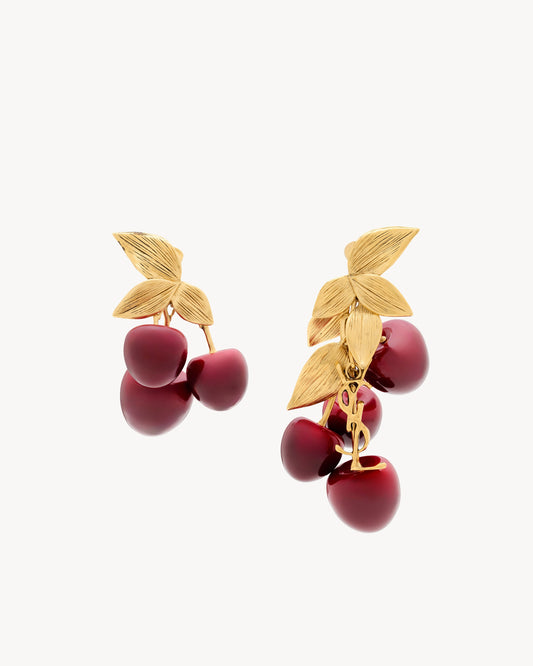 Cassandre Cherry Earrings In Resin And Metal