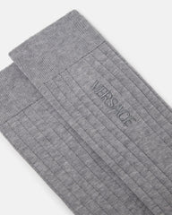 Embroidered Ribbed Cotton Socks