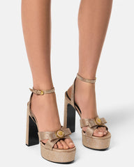 Crystal Gianni Ribbon Satin Sandals 140 mm