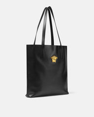 Versace La Medusa Leather Tote Black+Gold