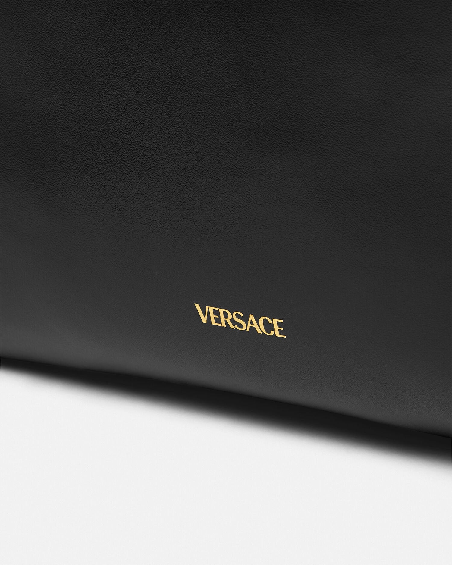 Versace La Medusa Leather Tote Black+Gold