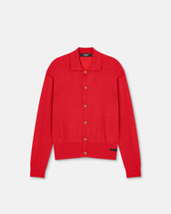 Silk-Cotton Knit Polo Cardigan