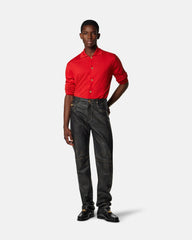 Silk-Cotton Knit Polo Cardigan