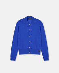 Silk-Cotton Knit Polo Cardigan