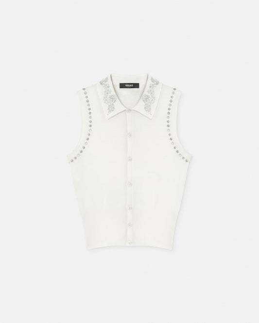 Embellished Cashmere-Blend Knit Vest