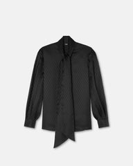 V Allover Jacquard Silk Lavallière Shirt