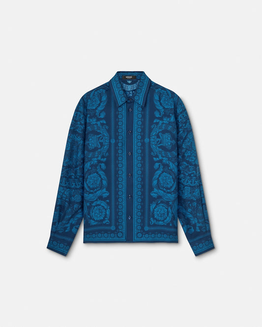 Printed Silk Twill Slim Shirt