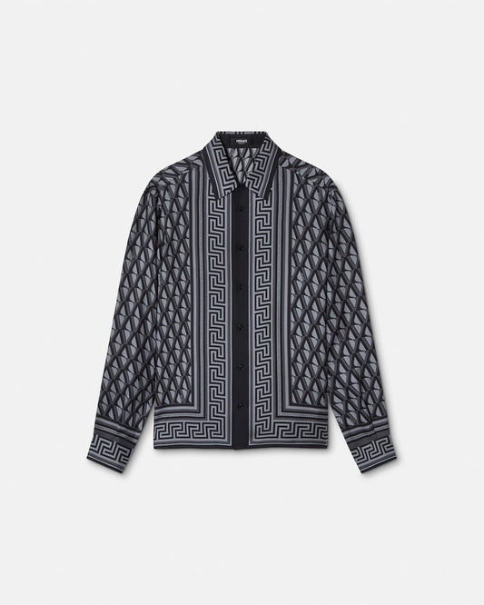 Printed Silk Twill Slim Shirt