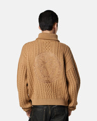Embroidered Wool Knit Zip Jumper