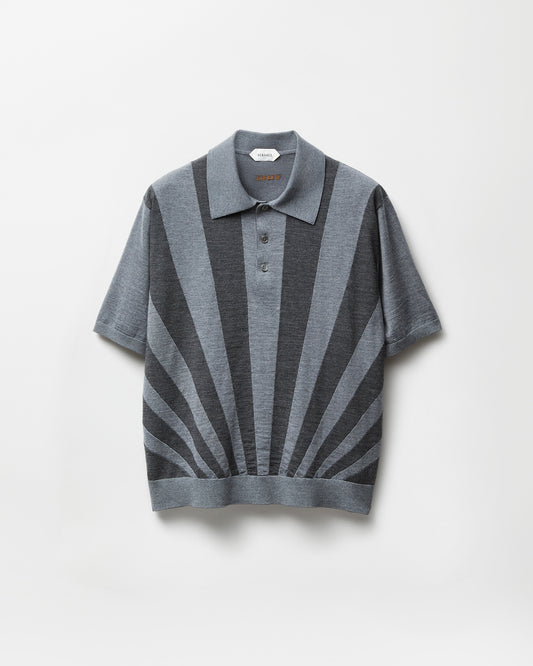 Embroidered Intarsia Wool Knit Polo