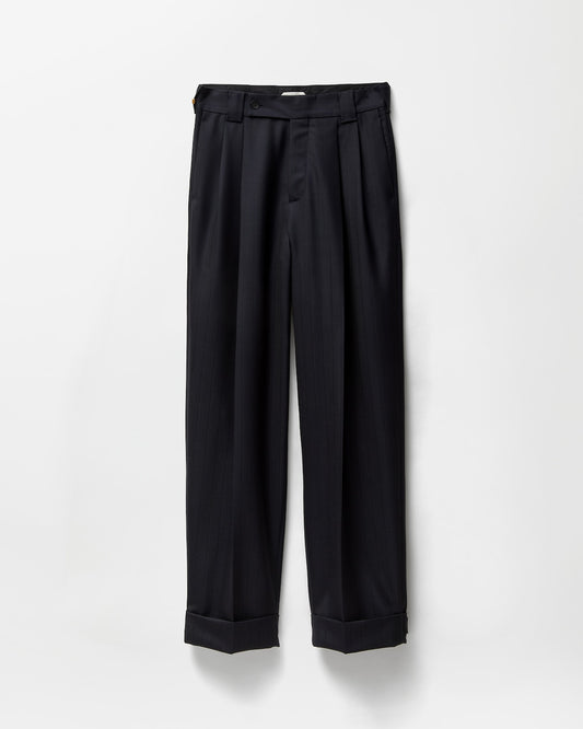Pinstripe Wool Twill Oversized Trousers