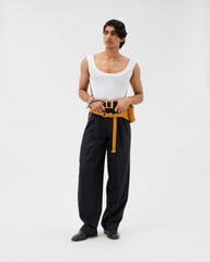 Pinstripe Wool Twill Oversized Trousers